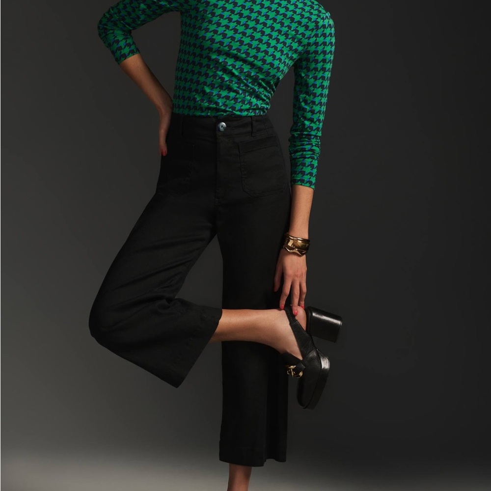 Anthropologie Colette Black Wide-Leg Cropped Pants
